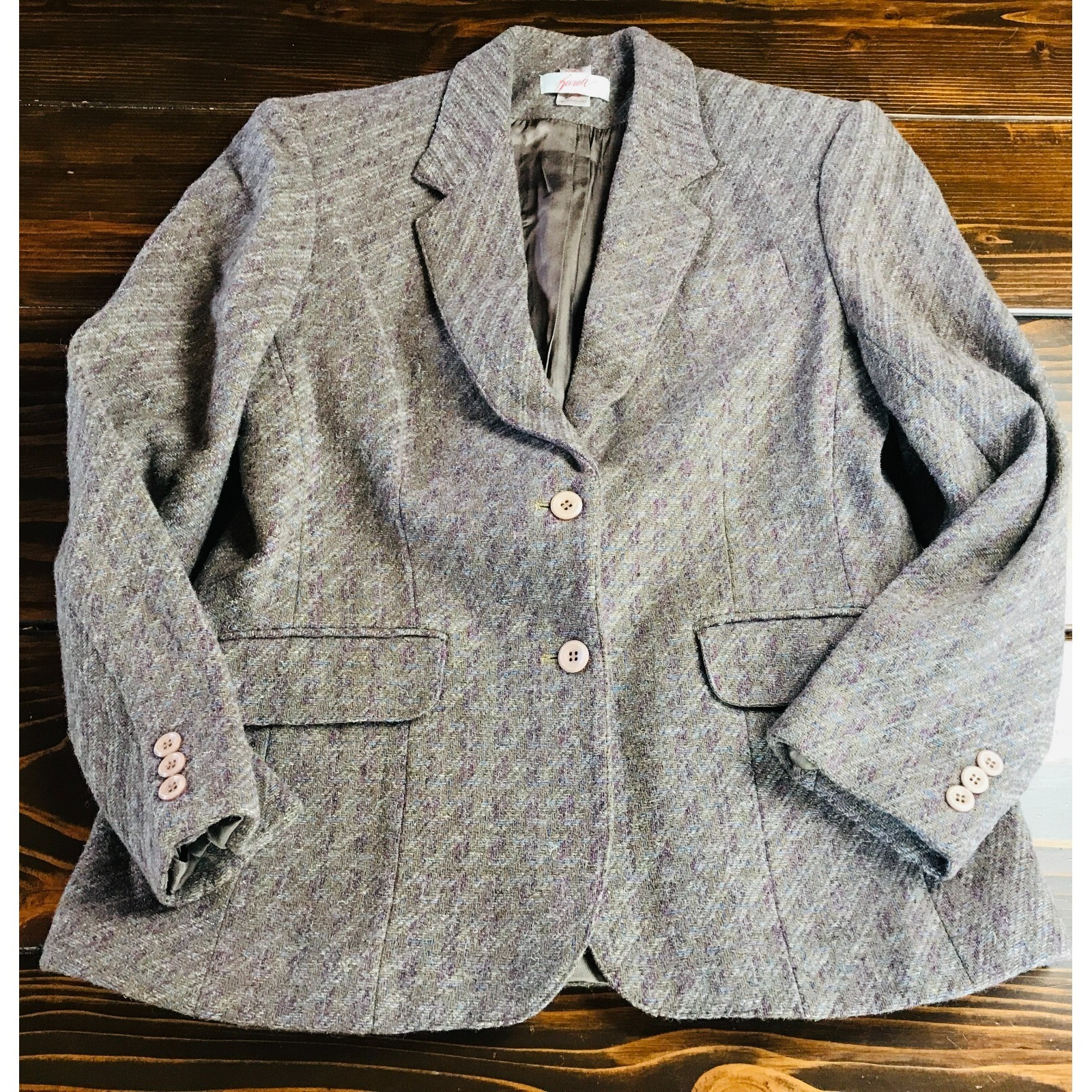 Farah Jacket, Women's Size 12, Gray Purple, 1oo% Wool, Blazer Jacket